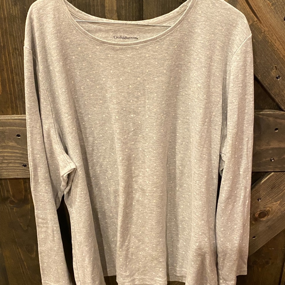 Croft & Barrow Women's Heather Gray Long Sleeve Tee
